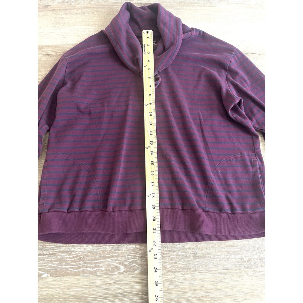 L.L. Bean Women's Pullover XL-Petite Cowl Neck Striped Supima Cotton Drawstring - Picture 2 of 7